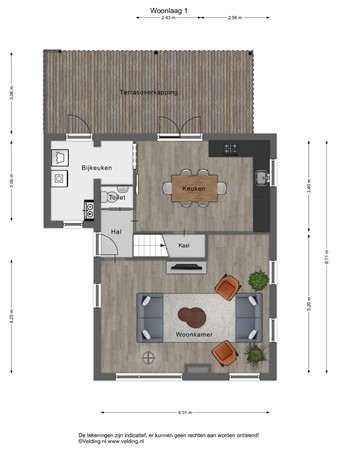 Plattegrond - Schippersstraat 12, 7671 PE Vriezenveen - 2D woonlaag 1.jpg